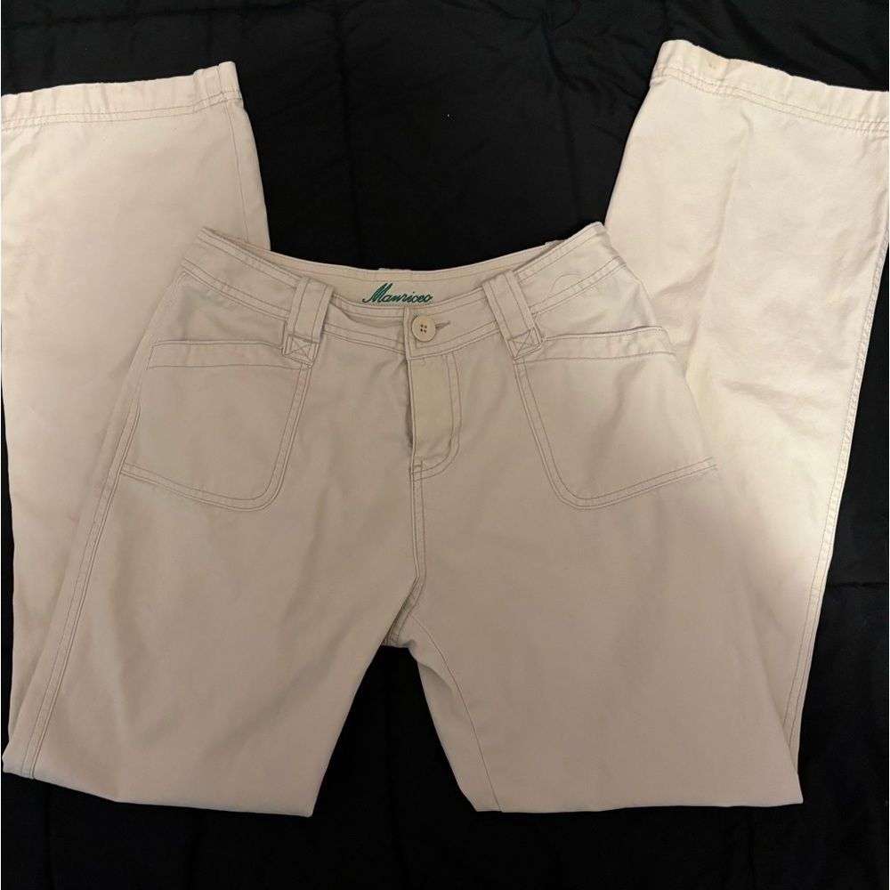 cream colored low rise y2k flare pants